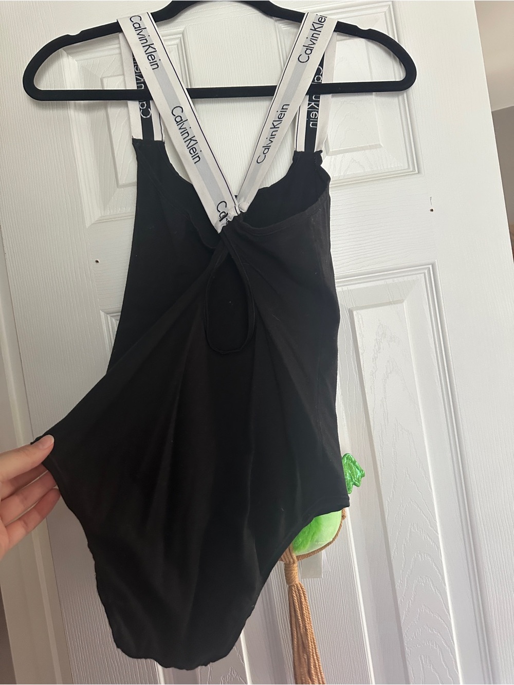 Calvin Klein Black Tank Bodysuit with White Logo Straps - Picture 4 of 4